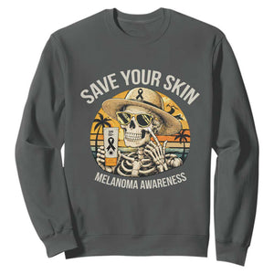 Funny Melanoma Cancer Awareness Graphic Sweatshirt Save Your Skin TS12 Dark Heather Print Your Wear