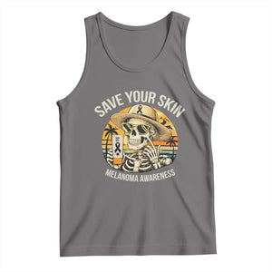 Funny Melanoma Cancer Awareness Graphic Tank Top Save Your Skin TS12 Deep Heather Print Your Wear