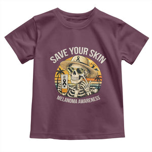 Funny Melanoma Cancer Awareness Graphic Toddler T Shirt Save Your Skin TS12 Maroon Print Your Wear