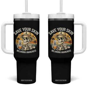 Funny Melanoma Cancer Awareness Graphic Tumbler With Handle Save Your Skin TS12 One Size: 40 oz Black Print Your Wear