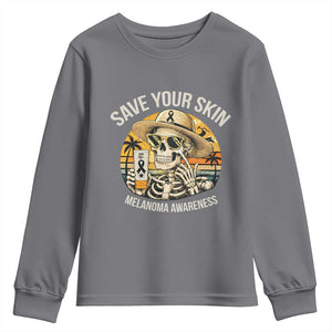 Funny Melanoma Cancer Awareness Graphic Youth Sweatshirt Save Your Skin TS12 Charcoal Print Your Wear