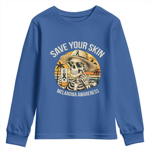 Funny Melanoma Cancer Awareness Graphic Youth Sweatshirt Save Your Skin TS12 Royal Blue Print Your Wear
