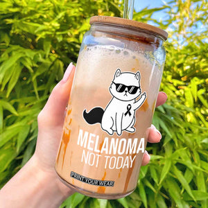 Melanoma Fighter Cat Glass Can Not Today Skin Cancer Awareness TS12 Black Print Your Wear
