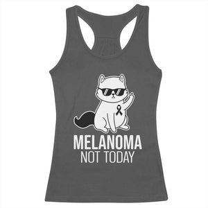 Melanoma Fighter Cat Racerback Tank Top Not Today Skin Cancer Awareness TS12 Dark Heather Print Your Wear