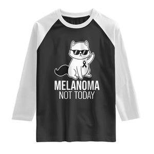 Melanoma Fighter Cat Raglan Shirt Not Today Skin Cancer Awareness TS12 Black White Print Your Wear