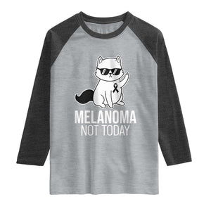 Melanoma Fighter Cat Raglan Shirt Not Today Skin Cancer Awareness TS12 Heather Gray Heather Charcoal Print Your Wear