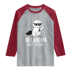 Melanoma Fighter Cat Raglan Shirt Not Today Skin Cancer Awareness TS12 Heather Gray Heather Red Print Your Wear