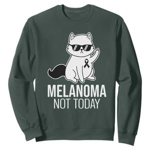 Melanoma Fighter Cat Sweatshirt Not Today Skin Cancer Awareness TS12 Dark Forest Green Print Your Wear