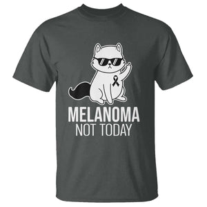 Melanoma Fighter Cat T Shirt Not Today Skin Cancer Awareness TS12 Dark Heather Print Your Wear