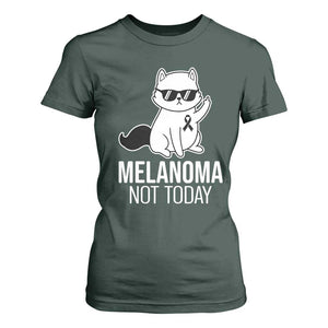 Melanoma Fighter Cat T Shirt For Women Not Today Skin Cancer Awareness TS12 Dark Forest Green Print Your Wear