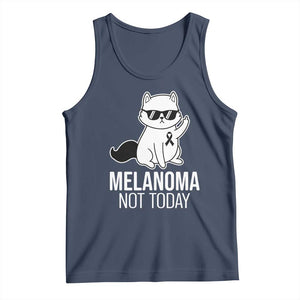 Melanoma Fighter Cat Tank Top Not Today Skin Cancer Awareness TS12 Navy Print Your Wear