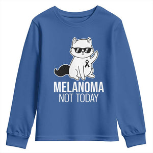 Melanoma Fighter Cat Youth Sweatshirt Not Today Skin Cancer Awareness TS12 Royal Blue Print Your Wear