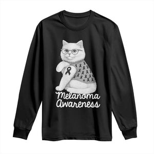 British Shorthair Skin Cancer Awareness Long Sleeve Shirt Melanoma Fighter Cat Gift TS12 Black Print Your Wear