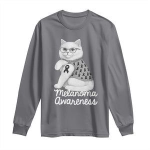 British Shorthair Skin Cancer Awareness Long Sleeve Shirt Melanoma Fighter Cat Gift TS12 Charcoal Print Your Wear