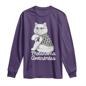 British Shorthair Skin Cancer Awareness Long Sleeve Shirt Melanoma Fighter Cat Gift TS12 Purple Print Your Wear