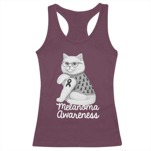 British Shorthair Skin Cancer Awareness Racerback Tank Top Melanoma Fighter Cat Gift TS12 Maroon Print Your Wear