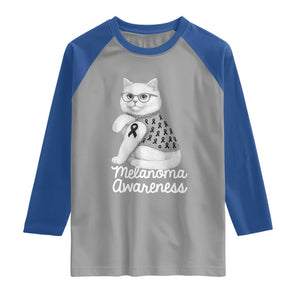 British Shorthair Skin Cancer Awareness Raglan Shirt Melanoma Fighter Cat Gift TS12 Sport Gray Royal Print Your Wear