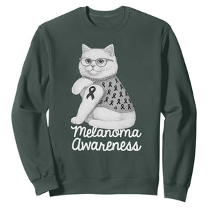 British Shorthair Skin Cancer Awareness Sweatshirt Melanoma Fighter Cat Gift TS12 Dark Forest Green Print Your Wear