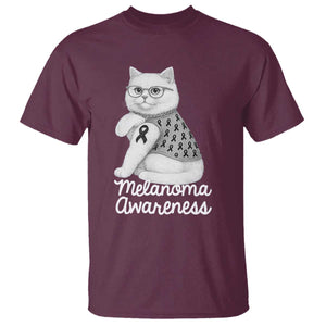 British Shorthair Skin Cancer Awareness T Shirt Melanoma Fighter Cat Gift TS12 Maroon Print Your Wear