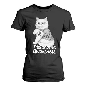 British Shorthair Skin Cancer Awareness T Shirt For Women Melanoma Fighter Cat Gift TS12 Black Print Your Wear