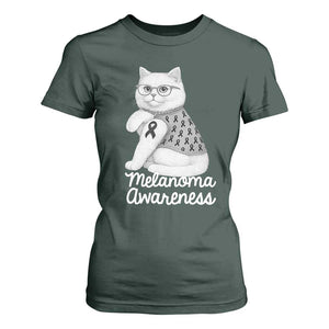 British Shorthair Skin Cancer Awareness T Shirt For Women Melanoma Fighter Cat Gift TS12 Dark Forest Green Print Your Wear