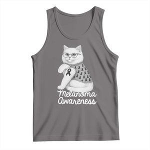 British Shorthair Skin Cancer Awareness Tank Top Melanoma Fighter Cat Gift TS12 Deep Heather Print Your Wear