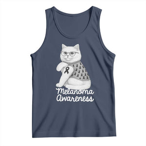British Shorthair Skin Cancer Awareness Tank Top Melanoma Fighter Cat Gift TS12 Navy Print Your Wear