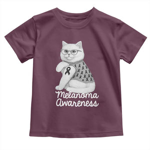 British Shorthair Skin Cancer Awareness Toddler T Shirt Melanoma Fighter Cat Gift TS12 Maroon Print Your Wear