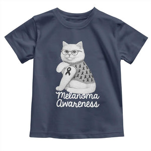 British Shorthair Skin Cancer Awareness Toddler T Shirt Melanoma Fighter Cat Gift TS12 Navy Print Your Wear