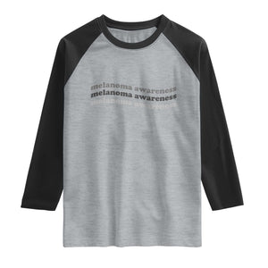 Melanoma Groovy Wavy Typography Raglan Shirt Skin Cancer Warrior Gift TS12 Heather Gray Black Print Your Wear