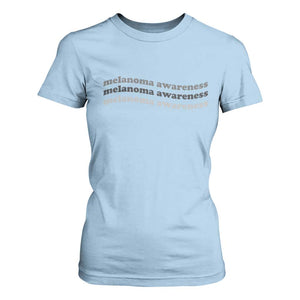 Melanoma Groovy Wavy Typography T Shirt For Women Skin Cancer Warrior Gift TS12 Light Blue Print Your Wear