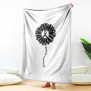Melanoma Awareness Black Ribbon Flower Throw Blanket Skin Cancer Fighter Gift TS12 Print Your Wear