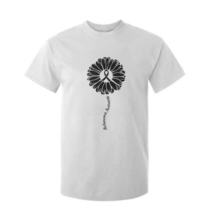 Melanoma Awareness Black Ribbon Flower T Shirt For Kid Skin Cancer Fighter Gift TS12 White Print Your Wear