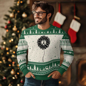 Melanoma Awareness Black Ribbon Flower Ugly Christmas Sweater Skin Cancer Fighter Gift TS12 Beige Green Print Your Wear