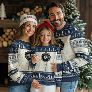 Melanoma Awareness Black Ribbon Flower Ugly Christmas Sweater Skin Cancer Fighter Gift TS12 Beige Navy Print Your Wear
