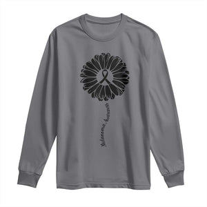 Melanoma Awareness Black Ribbon Flower Long Sleeve Shirt Skin Cancer Fighter Gift TS12 Charcoal Print Your Wear