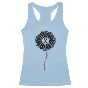 Melanoma Awareness Black Ribbon Flower Racerback Tank Top Skin Cancer Fighter Gift TS12 Light Blue Print Your Wear