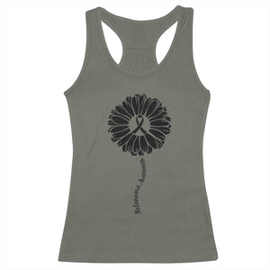 Melanoma Awareness Black Ribbon Flower Racerback Tank Top Skin Cancer Fighter Gift TS12 Military Green Print Your Wear