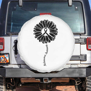 Melanoma Awareness Black Ribbon Flower Spare Tire Cover Skin Cancer Fighter Gift TS12 No hole White Print Your Wear