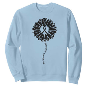 Melanoma Awareness Black Ribbon Flower Sweatshirt Skin Cancer Fighter Gift TS12 Light Blue Print Your Wear