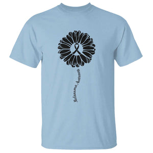 Melanoma Awareness Black Ribbon Flower T Shirt Skin Cancer Fighter Gift TS12 Light Blue Print Your Wear