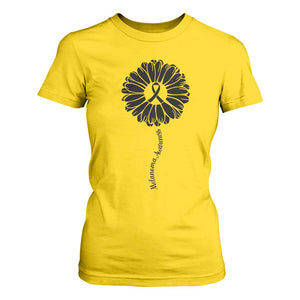 Melanoma Awareness Black Ribbon Flower T Shirt For Women Skin Cancer Fighter Gift TS12 Daisy Print Your Wear