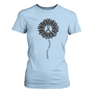Melanoma Awareness Black Ribbon Flower T Shirt For Women Skin Cancer Fighter Gift TS12 Light Blue Print Your Wear