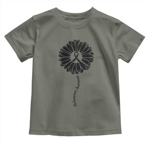 Melanoma Awareness Black Ribbon Flower Toddler T Shirt Skin Cancer Fighter Gift TS12 Military Green Print Your Wear