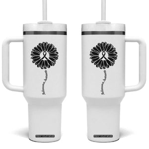 Melanoma Awareness Black Ribbon Flower Tumbler With Handle Skin Cancer Fighter Gift TS12 One Size: 40 oz White Print Your Wear