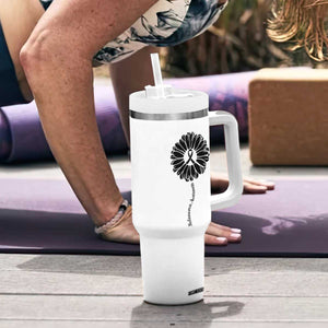 Melanoma Awareness Black Ribbon Flower Tumbler With Handle Skin Cancer Fighter Gift TS12 Print Your Wear