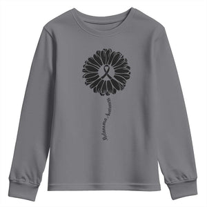 Melanoma Awareness Black Ribbon Flower Youth Sweatshirt Skin Cancer Fighter Gift TS12 Charcoal Print Your Wear
