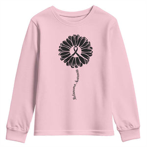 Melanoma Awareness Black Ribbon Flower Youth Sweatshirt Skin Cancer Fighter Gift TS12 Light Pink Print Your Wear