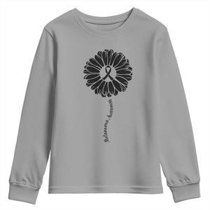 Melanoma Awareness Black Ribbon Flower Youth Sweatshirt Skin Cancer Fighter Gift TS12 Sport Gray Print Your Wear