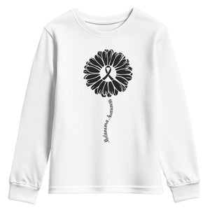 Melanoma Awareness Black Ribbon Flower Youth Sweatshirt Skin Cancer Fighter Gift TS12 White Print Your Wear